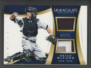 2015 Immaculate Dual Jersey 3 Color Game - Worn Patch Brian Mccann Yankees 09/25