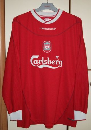 Liverpool 2002 - 2004 Home Football Shirt Jersey Long Sleeve Reebok Size M