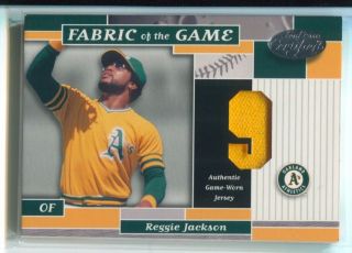 2002 Reggie Jackson Leaf Certified Fabric Of The Game Jersey 9/9 A’s Hof Nrmt