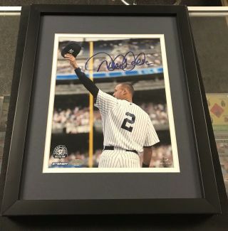 Derek Jeter Autograph 8x10 Custom Framed Picture Yankees Steiner Certified