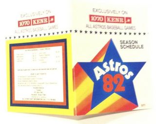 1982 Houston Astros Baseball Pocket Schedule - 1070 Kenr