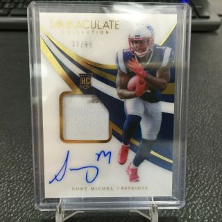Ba 2018 Panini Immaculte Rookie Acetate Jersey Patch Rc Auto Sony Michel 97/99