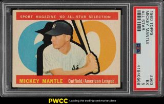 1960 Topps Mickey Mantle All - Star 563 Psa 5 Ex (pwcc)
