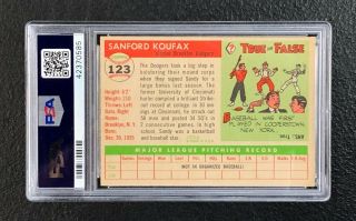 Brooklyn Dodgers Sandy Koufax 1955 Topps 123 PSA Ex - Mt 6 Rookie Well Centered 2