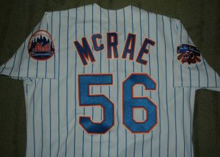 YORK METS BRIAN MCRAE GAME WORN 1997 JERSEY JACKIE PATCH (CUBS ROYALS) 2