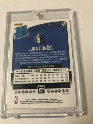 2018 - 19 OPTIC LUKA DONCIC 1/13 PURPLE STARS Prizm RC FOTL First One Made  2