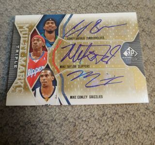 Mike Conley Mike Taylor Corey Brewer 2009 - 10 Sp Game Triple Auto 43/100