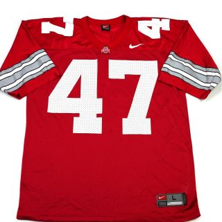 Nike Team Ohio State Buckeyes 47 Mens Size L Osu Football Red Home Jersey