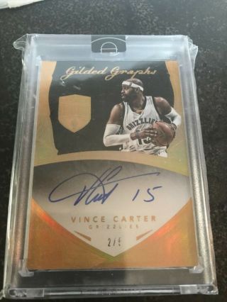 2014 - 15 Panini Eminence Vince Carter Auto Gilded Graphs Gold 2/5