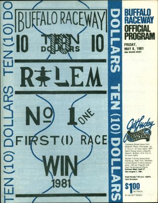 1981 Harness Horse Racing Program Buffalo Raceway Tote Ticket Cover