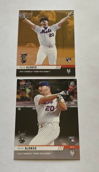 2019 Topps Now Pete Alonso Hr Home Run Derby Hr - 2 And Hr - 2b Winners Card.  C