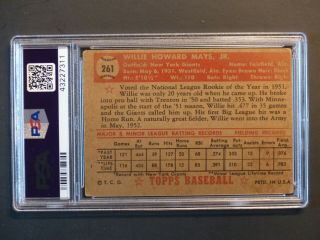 1952 Topps 261 Willie Mays PSA 2 Good York Giants Centered PSA Label 2