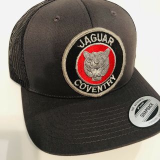 Custom HAND - SEWN - IN Vintage JAGUAR Coventry Cars Patch Snapback Hat RACING Grey 3