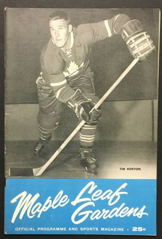 1960 Maple Leaf Gardens Nhl Hockey Program Tim Horton Cover Toronto Keon Rookie