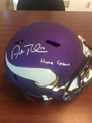 Adam Thielen “home Grown” Autographed Full Size Vikings Helmet Jsa Cert