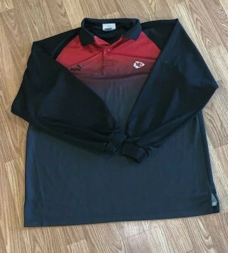 Kansas City Chiefs Puma Polo Shirt Mens 2xl Red Long Sleeve Polyester
