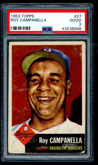 1953 Topps Baseball Card - 27 Roy Campanella Psa 2,  Good