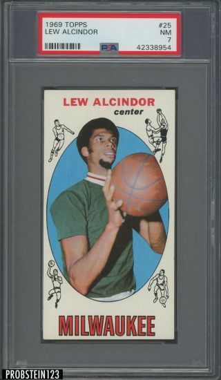 1969 Topps Basketball 25 Lew Alcindor Bucks Rc Rookie Hof Psa 7 " High End "