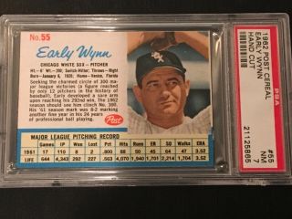 1962 Post Cereal Early Wynn 55 Chicago White Sox Hof Psa 7