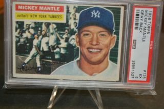 1956 Topps 135 Mickey Mantle Psa 5 Centered Triple Crown Year