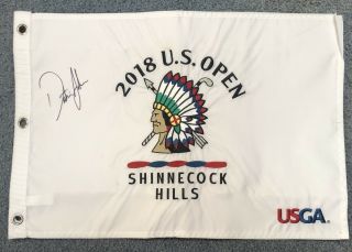 Dustin Johnson Signed 2018 Us Open Flag Pga Tour Golf Autograph