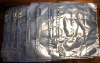 Trading Card Album Binder Plastic Protector Pages Sleeves 9 Pocket Set Of 190