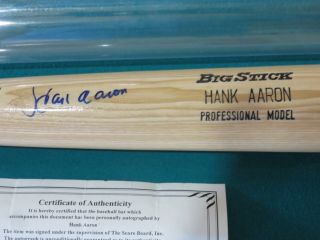 Hank Aaron Autographed Adirondack Big Stick Professional Bat W/COA and case 3