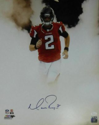 Matt Ryan Autographed/signed Atlanta Falcons 16x20 Photo Smoke In Red 14944 Jsa