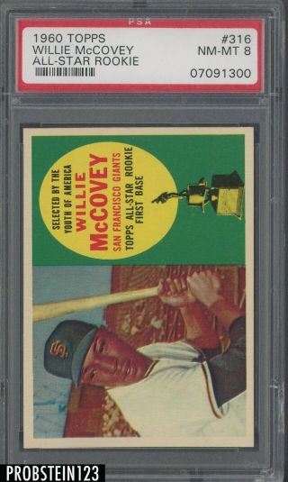 1960 Topps 316 Willie Mccovey Giants Rc Rookie Hof Psa 8 " Looks Nicer "