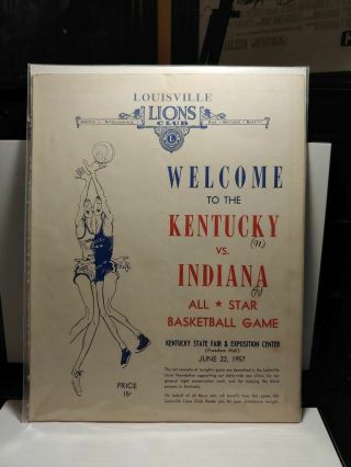 1957 Kentucky V Indiana High School Basketball All Star Game Scorecard Program