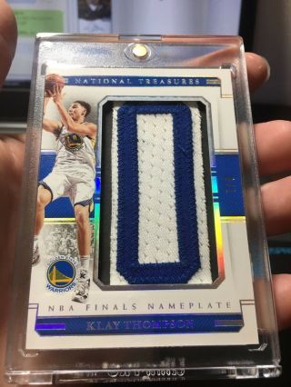 2018 - 19 National Treasures Klay Thompson Nba Finals Nameplate Letter O Patch 1/1