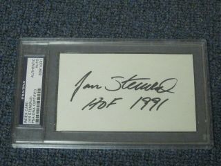 Jan Stenerud Autographed 3x5 Index Card Psa Certified Encapsulated