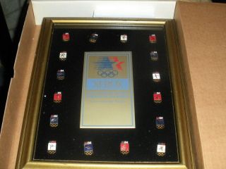Framed Olympic Pin Set 1984 Los Angeles Summer Games,  Vintage,  Sochi,  Xerox