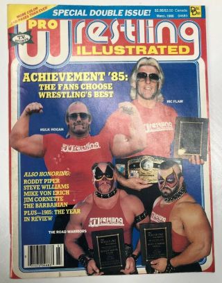 Pro Wrestling Illustrated March 1986 Road Warriors Ric Flair Hulk Hogan Piper