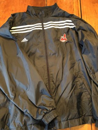 Vtg Cleveland Indians Chief Wahoo Adidas Full Zip Windbreaker Jacket Mens L 2