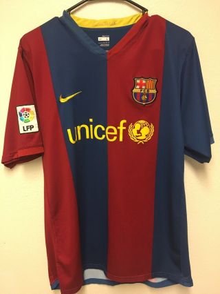 Barcelona Soccer Jersey Large 2006 - 2007 Home Shirt Soccer Football Nike