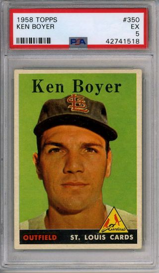 1958 Topps 350 Ken Boyer St.  Louis Cardinals Psa 5