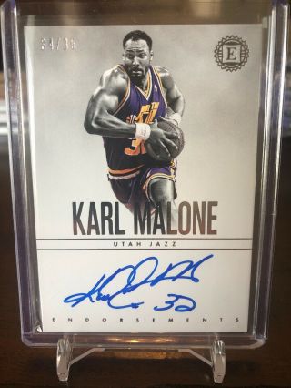 Karl Malone 2018 - 19 Panini Encased Endorsements Auto ’d 34/35 Utah Jazz