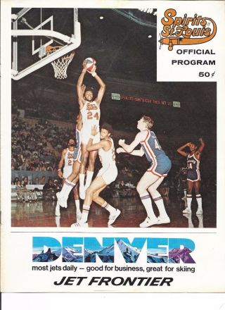 Spirits Of St Louis Vs San Antonio Spurs Aba Program W/ Ticket Stub Jan 17 1975