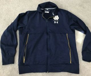Team Issued Notre Dame Football Under Armour Full Zip Up Xl 45