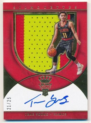 Trae Young 2018/19 Crown Royale Rc Silhouettes Autograph 3 Color Patch Auto /25