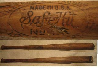 Hillerich & Bradsby H&b Safe Hit Vintage Youth Game Bat Circa 1930