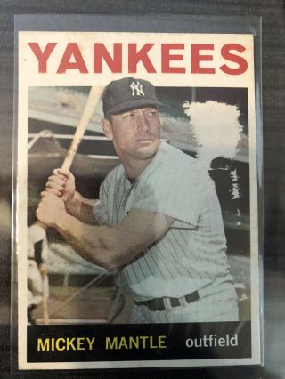 1964 Topps Mickey Mantle 50 York Yankees Vintage Baseball Card - Poor