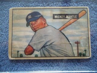 1951 Bowman 253 Mickey Mantle Rc Un - Graded Raw " Rookie Card "