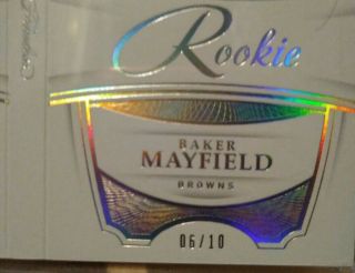 2018 Flawless Baker Mayfield Rookie Nameplate Patch Auto Jersey Number 6/10 3