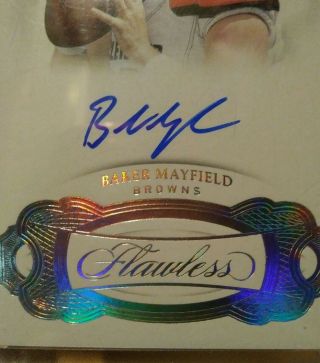 2018 Flawless Baker Mayfield Rookie Nameplate Patch Auto Jersey Number 6/10 4