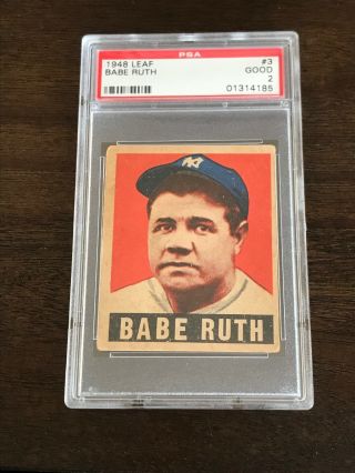 1948 Leaf 3 Babe Ruth York Yankees Hof Psa 2 Good