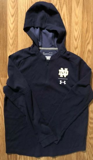 Notre Dame Football Team Issued Under Armour 1/4 Zip Shirt Med 14