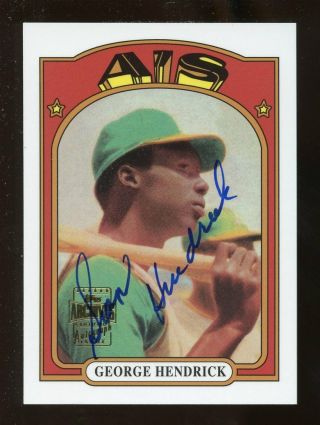 2001 Topps Archives George Hendrick Autograph On Card 1972 Rc Look Auto,  Signed