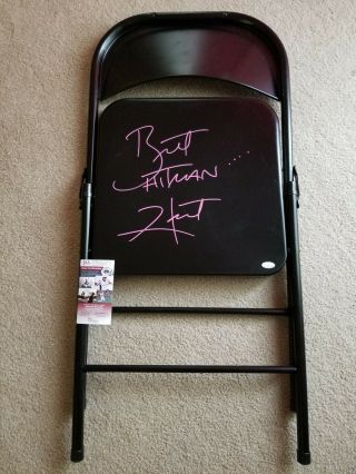 Bret " The Hitman " Hart Autographed Black Steel Chair Jsa Wwe Hof